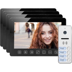 Orno 4 ģimenes video domofons, klausule, krāsains, 7 collu LCD, OSD izvēlne, vārtu vadība, melns NOVEO MULTI4