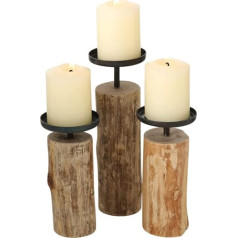 Boltze Candlestick Tempe Vintage Set of 3 Wooden Brown