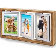 ZEEYUAN Picture Frame 10 x 15 Wooden Rotating Photo Frame 6 Photos for Standing Family, Wedding, Girls, Boys, Friends