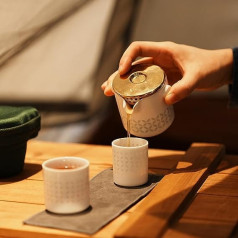 AICYAN Copper Coin 3 gabalu pārnēsājams tējas komplekts, pēcpusdienas tējas komplekti pieaugušajiem, rokām gatavots ķīniešu tējas komplekts