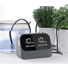 Automatic Watering System for Potted Plants, DIY Drip Irrigation Kit with Programmable Timer, Waterproof LED Display and Large Capacity Battery, Grey