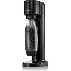 SodaStream Gaia ūdens karbonāts ar CO2 cilindru un 1x 1 l trauku mazgājamajā mašīnā droši plastmasas pudeles augstums 44 cm melns