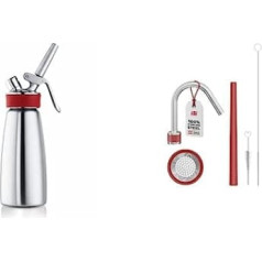 iSi krējuma dozators 500 ml, Gourmet Whip Plus, 0,5 litri un 2722 ātrās infūzijas komplekts, aromāta pastiprināšana ar spiediena izsmidzināšanu, garšas šķidrumi, piemēram, alkohols, eļļas vai etiķis, sudrabs