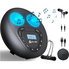 KLIM Speaker + CD Player with Speaker + Rechargeable Battery + Portable CD Player with Headphones + SD / TF Card + AUX + Ideal Car CD Player + CD Player Portable with Speaker