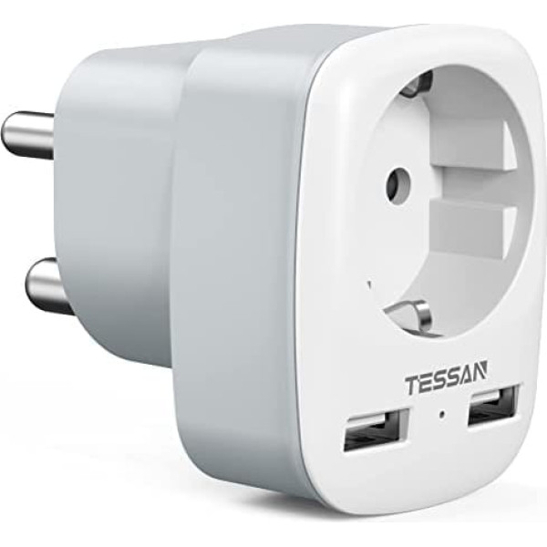 TESSAN ceļojumu adapteris Dienvidāfrikai ar USB, adapteris Dienvidāfrikas ligzda ar 2 USB, strāvas adapteris Dienvidāfrikas ceļojumu spraudnis Namībijas tips M Dienvidāfrikai, Namībijai, Lesoto, Butānai, Mozambikai