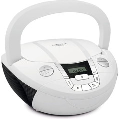 TechniSat Viola CD-1 pārnēsājams stereo CD atskaņotājs, Boombox ar praktisku pārnēsāšanas rokturi (CD radio bērniem, FM radio uztvērējs, Bluetooth uztveršana, 2 x 1 W RMS barošana, darbojas no tīkla un akumulatora) Balts