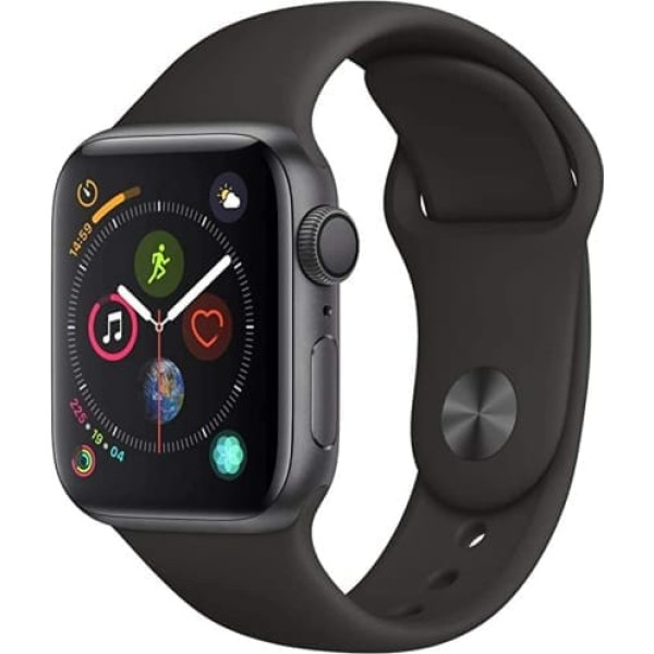 Apple Watch Series 4 44 mm (GPS) — Aluminiumgehäuse Space Grau Schwarz Sportarmband (Generalüberholt)