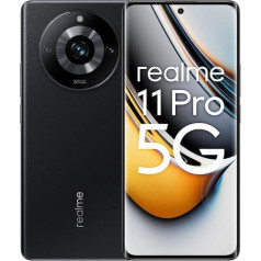 realme 11 Pro 5G 8 + 128 GB viedtālrunis, 120 Hz izliekts redzamības displejs, 100 MP OIS Prolight kamera, 5000 mAh masīvs akumulators, 67 W Supervooc uzlāde, Astral Black