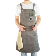 FENNEK Barbecue apron, high-quality workmanship, with impregnation thanks to wax layer, gray, Einheitsgröße