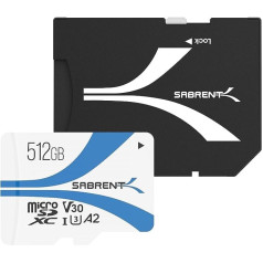 SABRENT Micro SD Card 512GB V30, SD Card UHS-I A2, Memory Card MicroSDXC, Class 10, U3, Full HD & 8K UHD Card, Up to 100MB/s for Professional Photographers, Videographers, Vloggers (SD-MQ30-512)