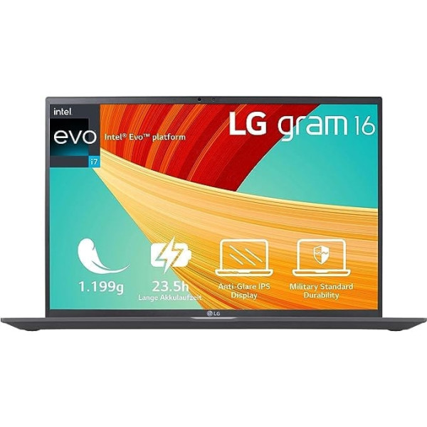 2023 LG gram 16 Inch Ultralight Notebook - 1,199 g Intel Core i7 Laptop (16GB RAM, 512GB SSD, 23.5h Battery Life, 16:10 Anti-Reflective IPS Display, Thunderbolt 4, Win 11 Home, Mirametrix) - Grey