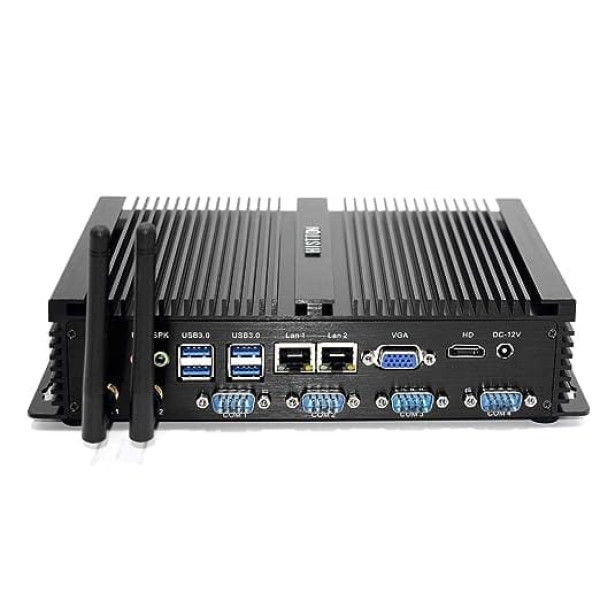 HISTTON Mini PC bez ventilatora Industrial PC Core i5-3317U 8GB RAM 256GB SSD, HDMI/VGA dubultā izeja, 4 RS232 COM, 1000Mbps/LAN/WiFi/BT 4.0, mini dators Windows 10 Pro