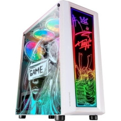 Mars Gaming MC-Art White, PC Gaming ATX Case, Double Drawing Tempered Glass, ARGB 12 Mode, 12 cm Fan, MCARTW