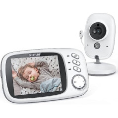 Bērnu monitors ar kameru, Boifun Smart Baby Monitor video novērošana ar 3,2 collu digitālo LCD ekrānu bezvadu, VOX, nakts redzamība, modinātājs, temperatūras monitors, domofona funkcija, uzlādējams