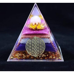 7 čakru orgonīta piramīdas dzīvības zieda piramīda, EML aizsardzības dziedinošie kristāli un akmeņi, meditācijas čakru kristāli (īpaši lieli 8 cm / 3,15 collas)