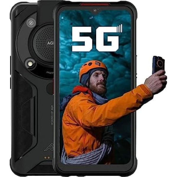 Āra mobilais tālrunis bez līguma, AGM Glory 5G viedtālrunis 6200 mAh aukstumizturīgs akumulators, IP68/IP69K Android 11 8G+256G 18W Quick Charge Dual SIM, Qualcomm Snapdragon 480, 48MP+20MP, FHD 6.53 collas. + Displejs