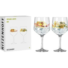 Ritzenhoff 3791001 Gin Glass 700 ml - 2 komplekts - Botanic Lights Nr. 1 sērija - 2 komplekts ar vasaras krāsām - Ražots Vācijā, zaļa, oranža, dzeltena, sarkana