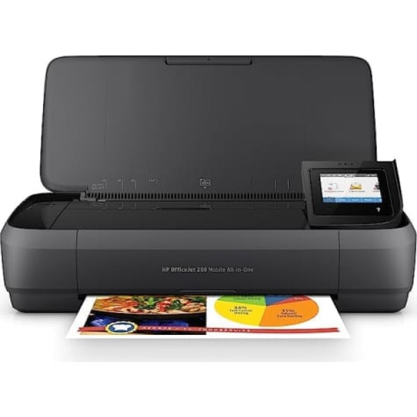 HP Officejet 250 mobilais daudzfunkcionālais printeris (printeris, skeneris, kopētājs, WiFi, HP ePrint, Apple Airprint, WiFi Direct, USB, 4800 x 1200 DPI), melns