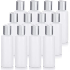 120ml Clear Natural Refillable BPA Free Plastic Bottle Dispenser with 12 Pack Silver Disc Cap