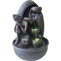 Zen'Light Krishna Indoor Fountain Waterfall Glass Statue Buddha Removable Colourful LED Light Large Table Decoration Office Living Room Fountain Lucky Charm in Closed Circle Height 40 cm