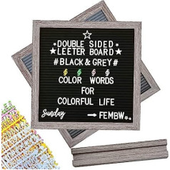 FEMBW 30 x 30 cm Double-Sided Retro Felt Letter Board, Letter Board with 1100+ 4 Colours Letters and Words Cursive, Felt Message Letterboard with Wooden Stand