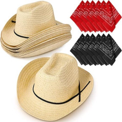 12 Set Cowboyhüte mit Bandanas Party Pack Cowboy Hut Kostüm Bandanas für Kopf Western Party Cowboy Zubehör