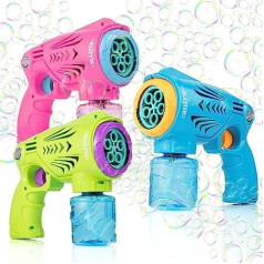 3 x Blubbel Bubble Gun 5000+ burbuļi / min, automātiska burbuļu mašīna, burbuļpistole, ziepju burbuļu pistole, kāzu rotaļlieta bērniem ar ziepju burbuļiem dzimšanas dienas dāvana bērniem