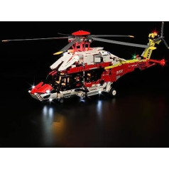 cooldac LED gaismas komplekts Lego 42145 Technic Airbus H175 glābšanas helikoptera celtniecības bloku modelim, LED apgaismojuma komplekts saderīgs ar Lego 42145 (tikai gaismas, nav Lego modeļu)