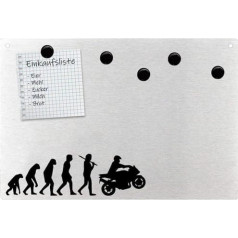 Hellweg Druckerei Magnetic Notice Board Wall Board Evolution Motorcycle Biker Gift Idea Stainless Steel Magnetic