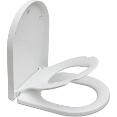 Family Toilet Seat with Built-in Child Seat, Soft Close Mechanism, Removable Toilet Seat, Potty Training Toilet Seat for Toddlers, Quick Release and Top Fix, D Shape