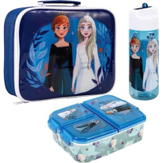 Zawadi Global Frozen Kids pusdienu kastes komplekts — izolēts pusdienu maisiņš, daudznodalījumu pusdienu kaste un 540 ml ūdens pudele — skolas ceļojumu pusdienu ēdienu komplekts, bez BPA