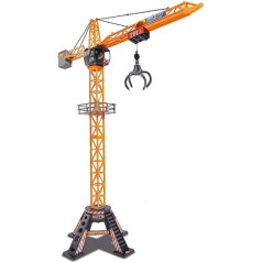 Dickie Toys 201139012 Mega Crane, Electric Crane with Remote Control, for Children from 3 Years, 120 cm High, with Grabber Arm, Winch, Cabin, Charging Platform, Online Version