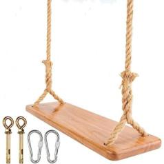 Morwealth Wooden Swing Seat for Adults, 55 x 19.5 x 3 cm, Load Capacity: 160 kg, Children's Swing with Adjustable Hemp Rope for Indoor and Outdoor Use, Extra Board Swing