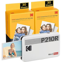 KODAK Mini 2 Plus Retro Mobile 10 x 15 fotoattēlu printeris un Polaroid tūlītējie attēli drukā augstākās kvalitātes kvalitātē, atrodoties ceļā, izmantojot mobilo tālruni, mobilo fotoattēlu printeri viedtālrunim (iphone un Android), porta