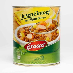 Erasco lēcu sautējums ar desiņām (800g) gatavs apmēram 5 minūtēs - ar daudz dārzeņiem - bez volāniem - vienkārši garšīgi