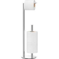 Niffgaff Silver Toilet Roll Holder, Free Standing Toilet Paper Holder, Stainless Steel Toilet Roll Rack and Dispenser for 3 Paper Rolls, Bathroom Accessories