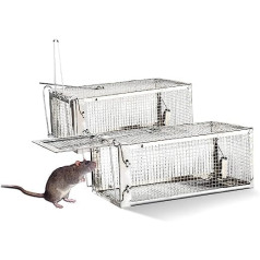 FORMIZON Live Trap Mouse Trap, Pack of 2 Rat Traps, Premium Rat Trap, Reusable, Animal Trap Cage with Sensitive Trigger for Indoor and Outdoor Use (Simple) (2 Pieces)