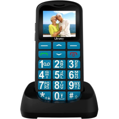 Uleway Senior Mobile Phone with Large Buttons and without Contract, Dual SIM Pensioner GSM Seniors Mobile Phone with SOS Emergency Call Button Large Button Mobile Phone with Charging Station Blue