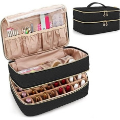 Bafaso Nail Polish Storage, Nail Polish Organiser Bag for 40 Bottles (up to 15 ml), Double Layer Nail Polish Bag for Nail Design Accessories, No Accessories, black