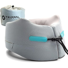 Joscoal Travel Neck Pillow, Travel Pillow, Car Headrest, Luxurious Airplane Chin Support, Travel Pillow, Memory Foam, Support Function, Ideal for Travel, Office, Cars (Adult Size M, Grey)