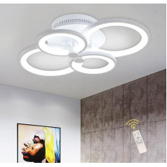 Ganeed Modern Ceiling Light, Dimmable, Metal Acrylic LED Flush-Mounted Ceiling Lights, 56 W LED Chandelier Light for Living Room, Kitchen, Bedroom, Dining Room, with Remote Control