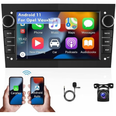 Android 11 automašīnas radio ar bezvadu Carplay Android automašīna Opel Corsa Astra Vectra Zafira Meriva Vivaro 2 DIN ar 7 collu ekrānu ar navigāciju Bluetooth brīvroku komplekts atpakaļgaitas kamera WiFi FM/RDS