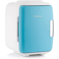 Subcold Classic4 mini ledusskapis - atdzesē un uzsilda | 4 litri / 6 kannas 330 ml | 220 V / USB | Pārnēsājams neliels ledusskapis telpām, kosmētika, biroji, automašīna, (zils)