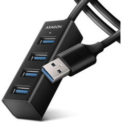 Action Mini Metāla USB 3.2 Gen 1 Hub 4 Port Hue-M1al, 1,2 m USB A kabelis