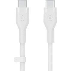 Belkin Paplašināta uzlāde no usb-c uz usb-c 2.0 silikona kabelis 2m, balts