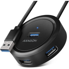 Action Hue-P1A centrmezgls 4 portu USB 3.2 Gen 1 apaļš, 30 cm USB-A kabelis, MicroUSB papildu jauda