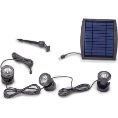 Pontec PondoSolar Lighting Set 3 LED Lights with Solar Panel, Pond Lighting, Garden Lighting, Black