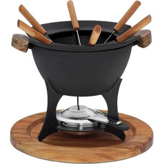 kela Country Cast Iron Fondue Set Black 21.5 cm 27 cm Diameter 27 x 27 x 21.5 cm