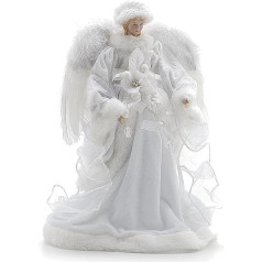 Svētku 30 cm, White Tree Top Angel Sveķi un samts