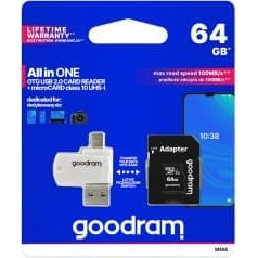 Goodram MicroSD class 10 UHS I 64GB Карта памяти + Картридер